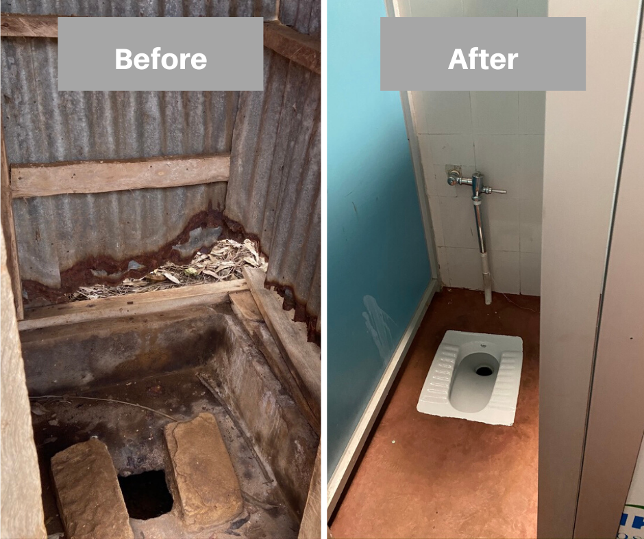 pit toilets before and after